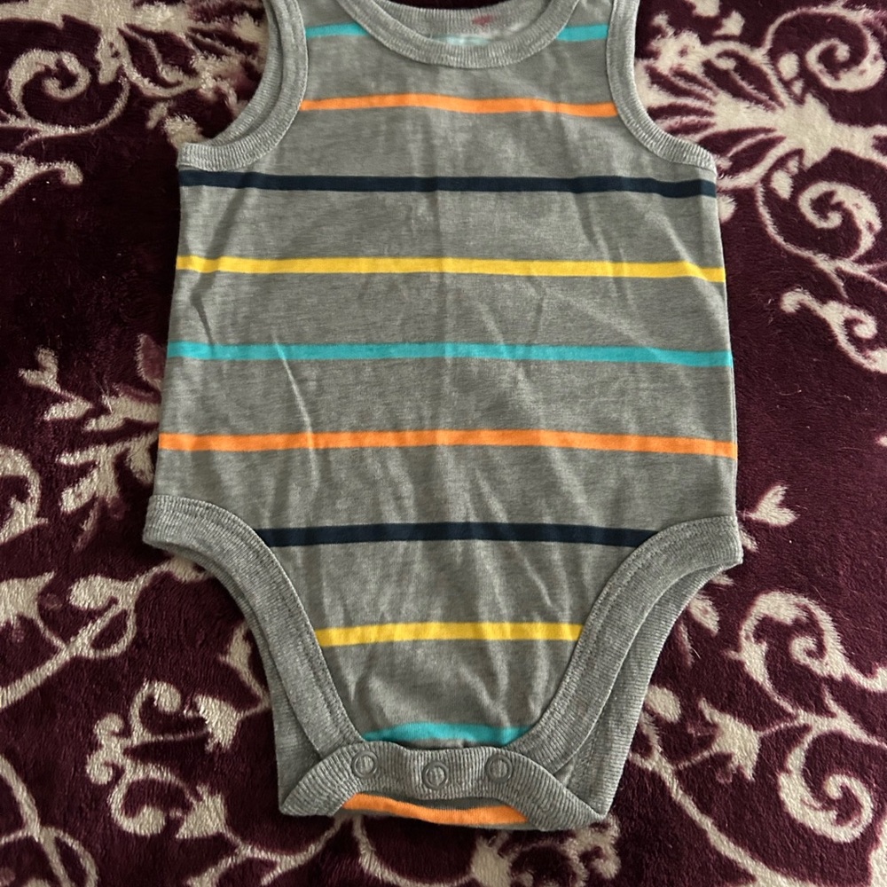 Garanimals Gray and Yellow Bodysuit with Striped Design